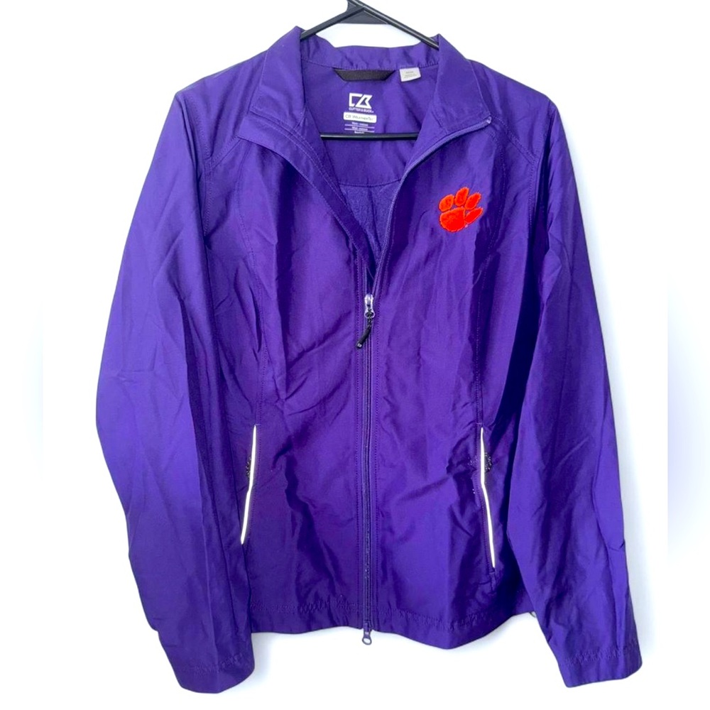 Clemson University by Cutter & Buck WeatherTec purple and orange windbreaker